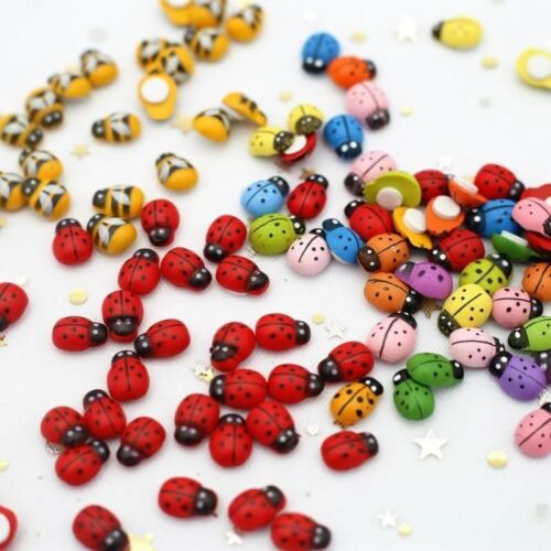 MINI Wood Bee Ladybug Colorful with Glue Home Refrigerator Wall Decoration - Picture 1 of 21