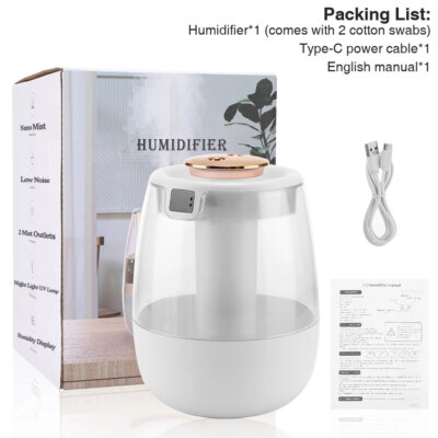 1.5L Humidifiers for Bedroom Ultrasonic Warm & Cool Mist LED Humidifier Top Fill
