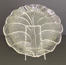 ORREFORS Sweden Eden Leaf 12.25" Crystal Platter or Serving Dish  Lars Hellsten