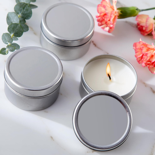 Travel Size Vanilla Scented Candle Tins with Lids (Set of 12), Bridal Shower Fav