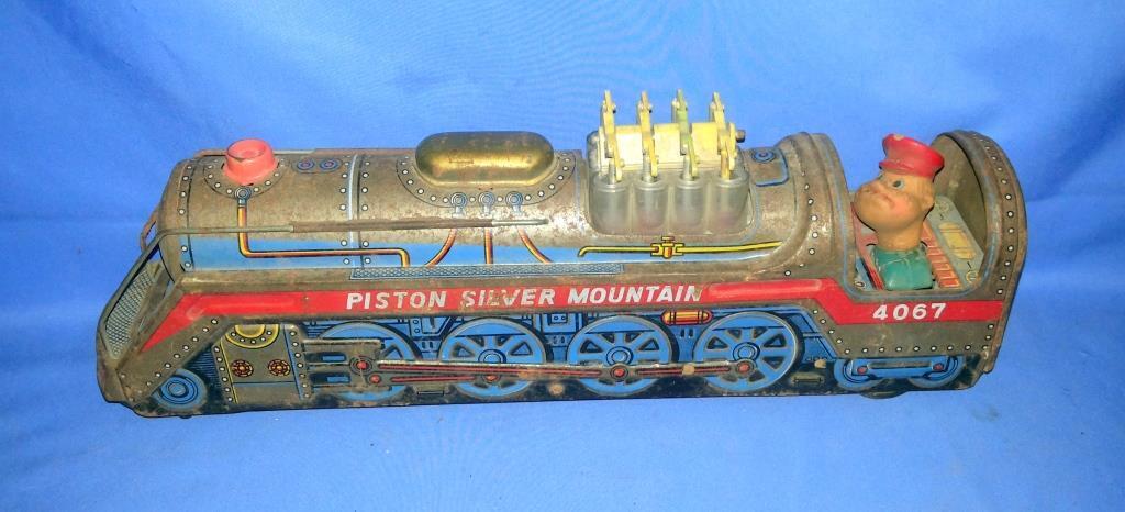 Details zu  Vintage Alter Batteriebetrieben Kolben Silber Mountain Zug Motor Blech Toy Japan Bundesweit kostenlos