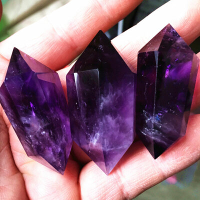 #ad 1PC Natural Purple Amethyst Quartz Crystal Point Wand Obelisk Healin Tower 4 5cm $11.49