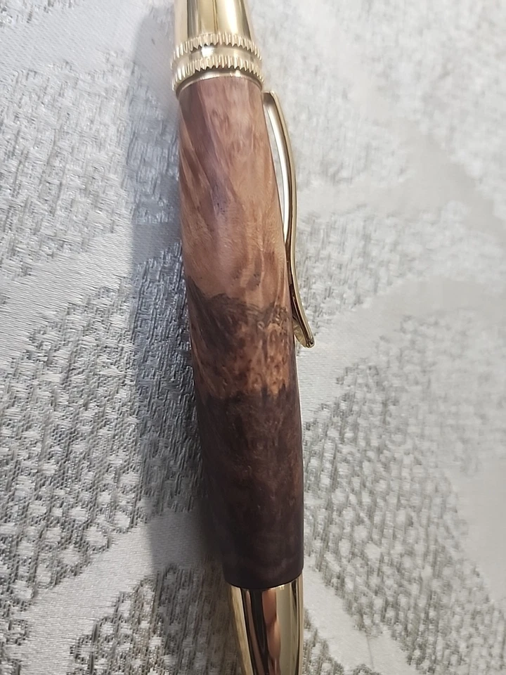 Bolígrafo Natural MADERA BURL Hecho a Mano, Torcido, Pesado, Dorado Foto 4 de 4
