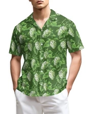 Green Hops Garden Hawaiian Shirt | Aloha Shirt for Beer Lovers, Men Gift