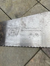 Vintage Henry Disston & Sons Hand Saw - D-8 - Dead Straight - Looks Unused.