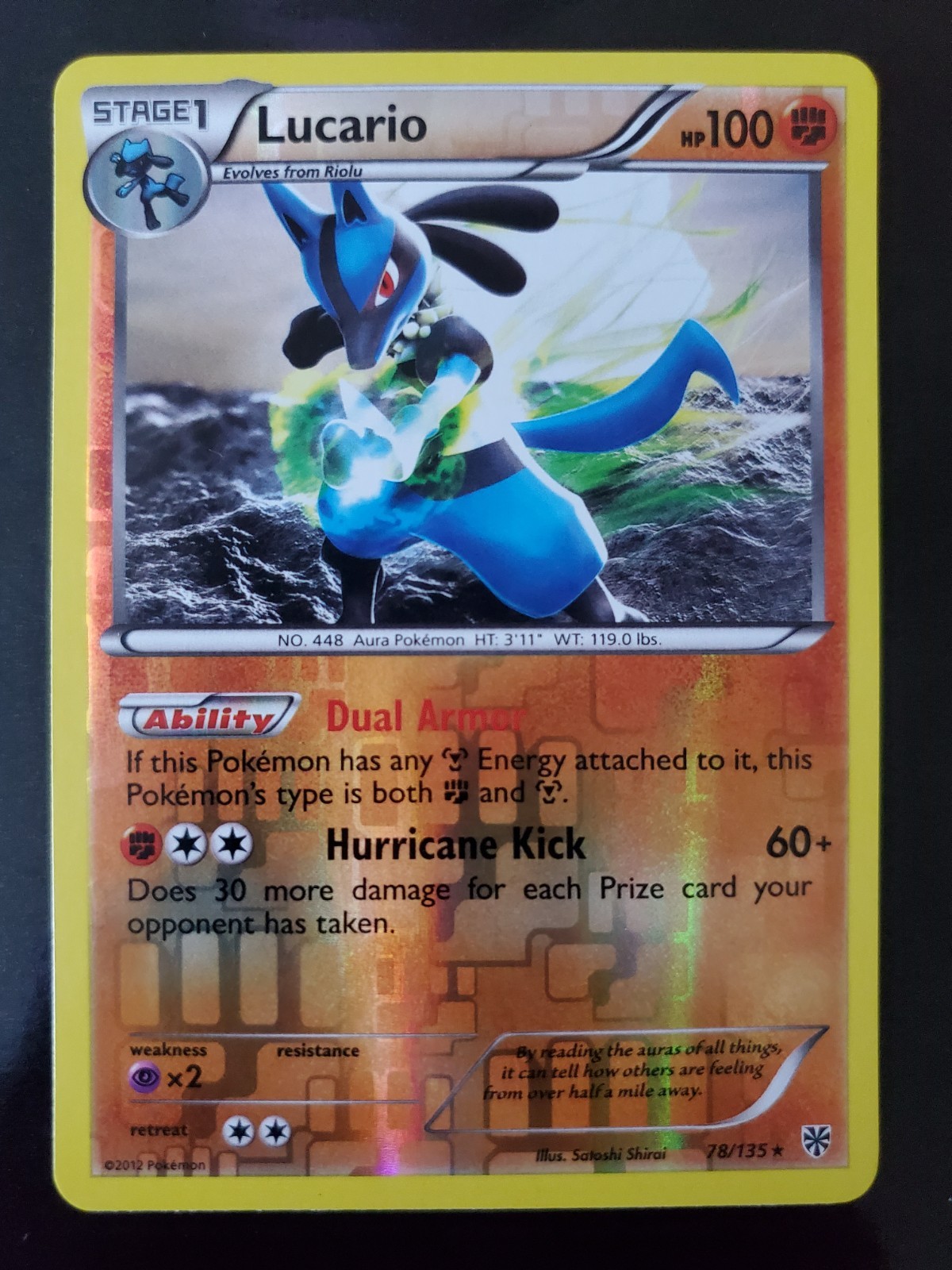 Lucario 78/135 Reverse Holo Pokemon TCG Black White Plasma Storm Near Mint NM