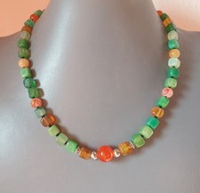 💎 COLLANA DONNA PIETRE DURE NATURALI PERIDOTO, CORNIOLA, AGATA. PARURE 💎