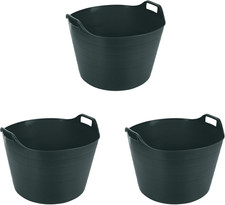 Image of 75L DARK GREEN Extra Large Plastic Flexi Tub with Handles Heavy Duty Flexible Ro