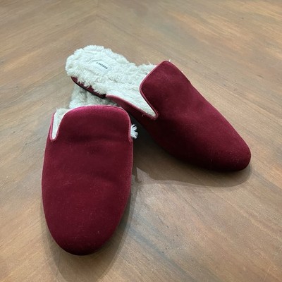 Birdies Phoebe Velvet Faux Fur Mule Slipper Loafer Size 10.5 Wild Berry Furlane