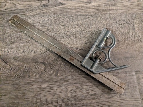 Vintage 12" Combination Square All Metal Unbranded Made in USA - Picture 6 of 7
