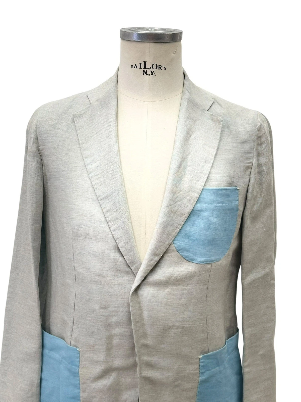 G. Inglese Jacket For Man light grey Single Breasted With 3 Pockets in contrast image 7