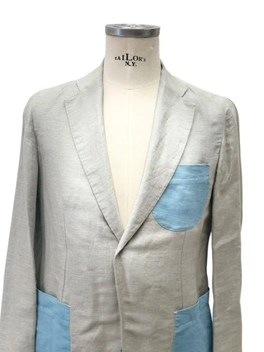 G. Inglese Jacket For Man light grey Single Breasted With 3 Pockets in contrast image 7