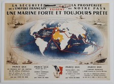 Affiche Marine nationale de 1938 signée A. Sébille & Albert Brenet Reproduction