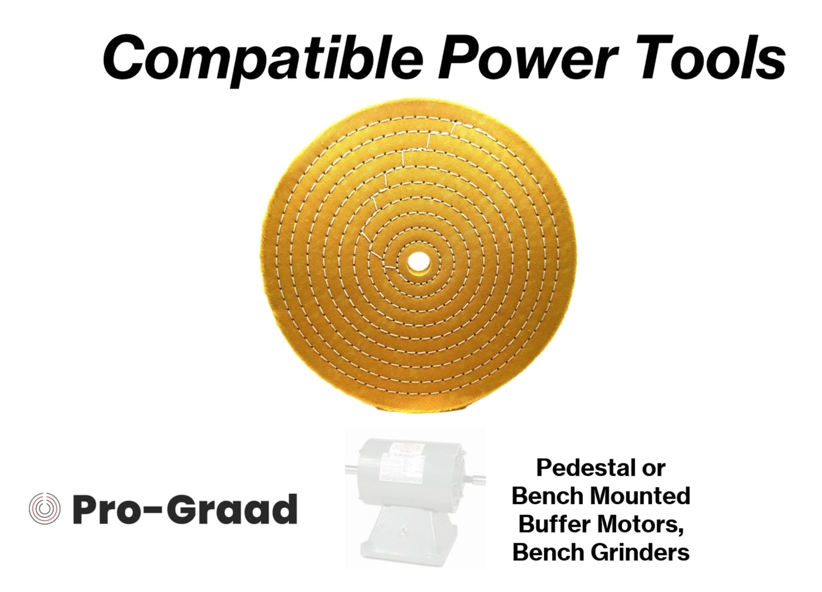 Pro-Graad Extra Thick Buffing Polishing Wheel 10 inch Yellow Treated Cotton Med