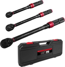 3Pcs Torque Wrench Set, 1/4'' & 3/8'' & 1/2'' Drive Click Torque Wrench