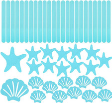 48PCS Bathtub Non Slip Stickers, Shell Starfish with Scrape Blue for bathroom