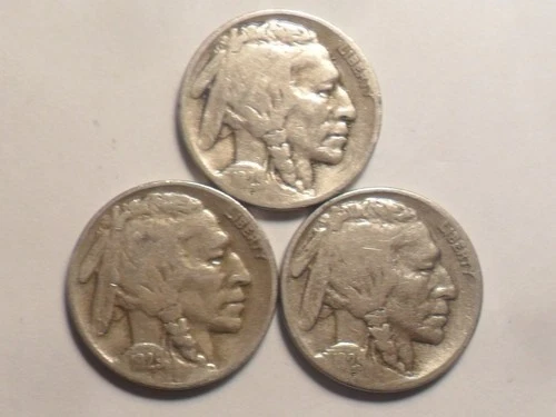 1929-P 1929-D 1929-S  NICE "1929"  BUFFALO NICKEL 3 PC YEAR SET!