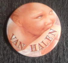 VAN HALEN VINTAGE 1980s PINBACK 1" ROUND PIN  BUTTON 1984 CHERUB COVER HTF