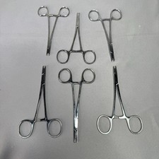 Lot 5 Stainless Steel Slotted Receiving Forceps Body Piercing Clamps 6-7