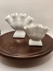 2 vtg 3 & 4 fingers Vases  Milk Glass . sm 3.5 x 3. 5 ", MD 5 x 5".  marked  use