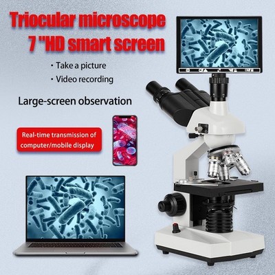 A dual-mechanical structure four-lens microscope with magnification ranging from
