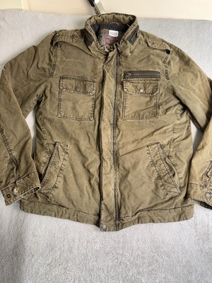 Levi s Jacket Men s Large Tan Full Zip Distressed Pockets