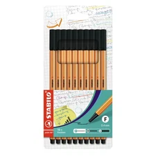 STABILO Point 88 Fineliner, Black, Wallet of 10 1 Count (Pack of 10) Art