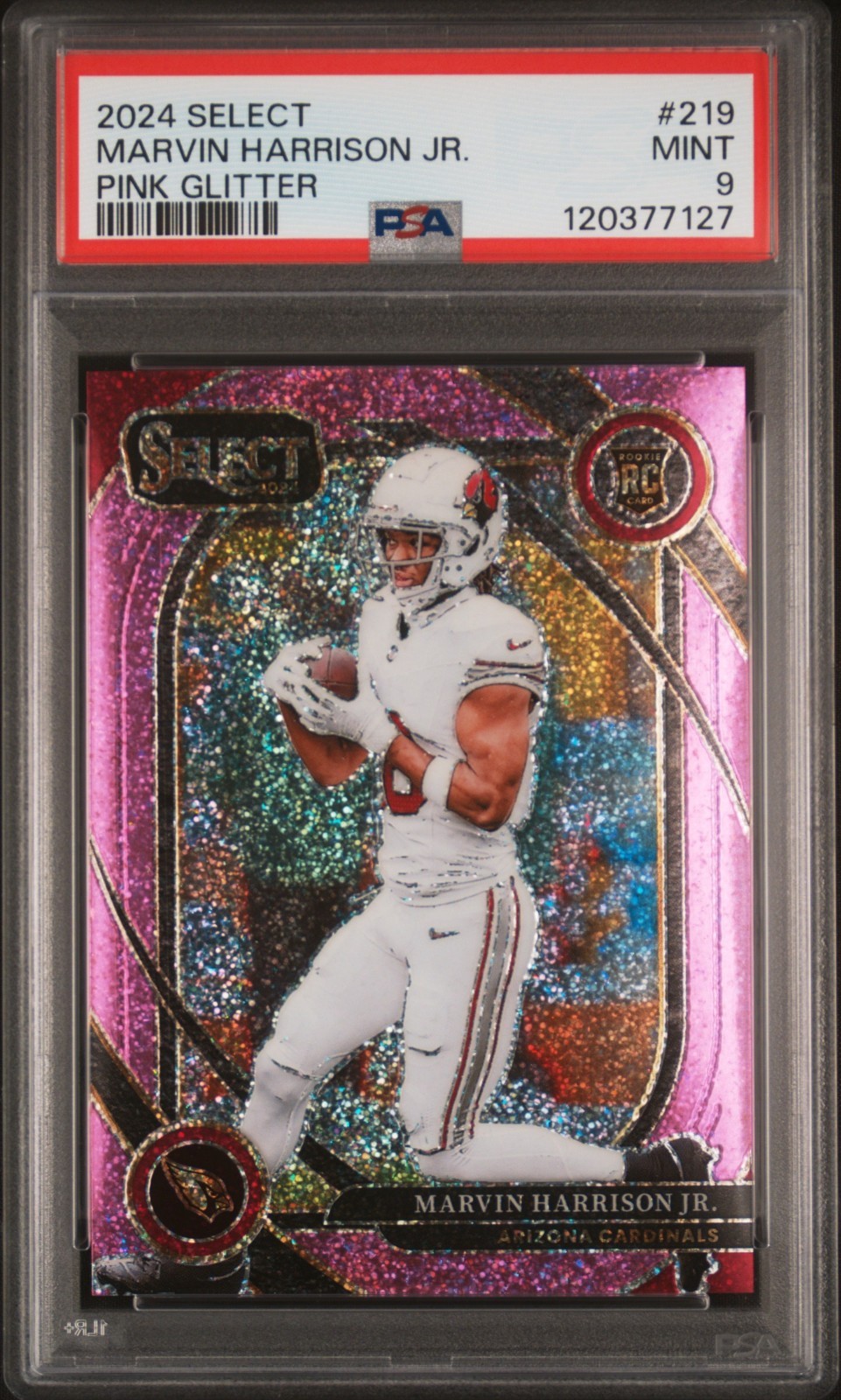 2024 Select Football Marvin Harrison Jr. (RC) Pink Glitter Club Level #/15 PSA 9