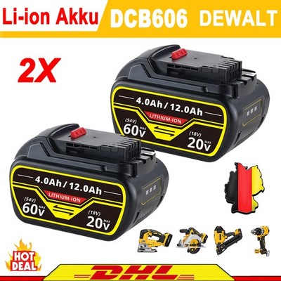 2X 20V 54V 60V 12Ah Akku für DeWalt XR FlexVolt DCB205 DCB206 DCB606 DCB609 NEU