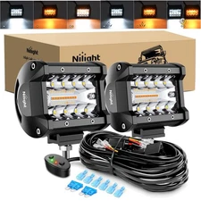 LED Pods 4 Inch 60W Off-Road Light Bar Amber White 6 Modes Waterproof