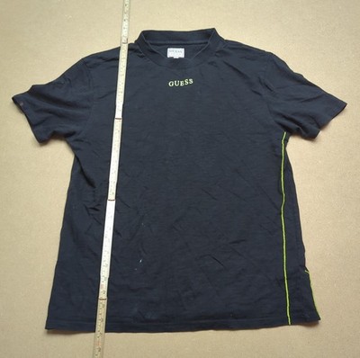 Vintage Guess T-Shirt Herren Small schwarz neon zentrales Logo Rundhals Tee Spellout