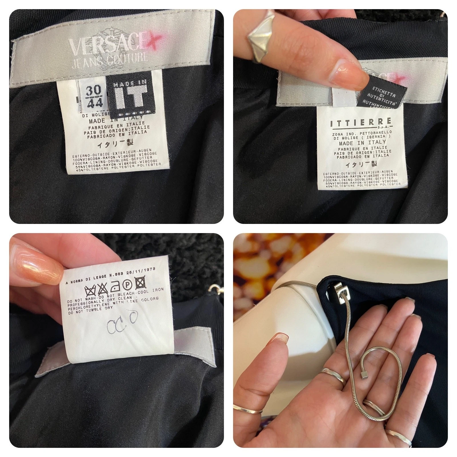 Mini abito nero vintage anni 70 di Versace Jeans Couture