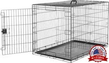 Jaula para perros de alambre de metal plegable y duradera con bandeja y una puer