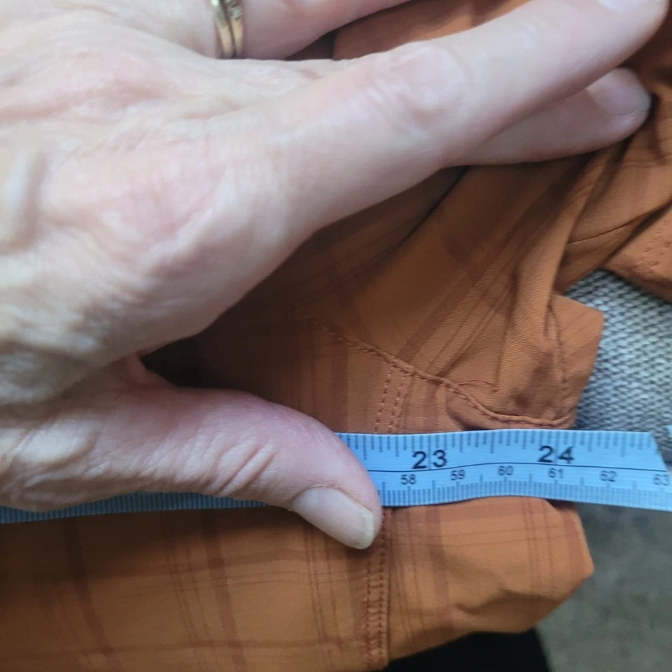 Camisa con botones manga corta a cuadros Outdoor Research para hombre XL naranja nailon Foto 4 de 4