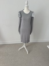 MICHAEL Michael Kors Gray Silver Sequin Long Sleeve Knit Sweater Dress XS