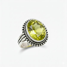 Green Peridot Gemstone 925 Sterling Silver Jewelry All Size Ring For Gift