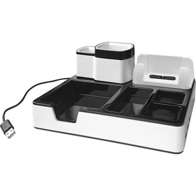 Monolith Desk Organizer, mit 3 USB Lade-Anschlüssen,  Smartphone Steckplatz,