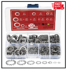 330 Pcs External Tooth Star Lock Washers, Stainless Steel External Starlock Wash