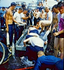 Stereo Realist Slide | *1950s* USS Wisconsin EQUATOR CROSSING US Navy Kodachrome