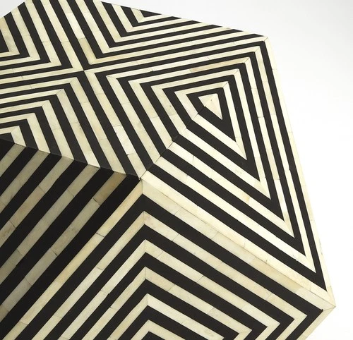 Modern Black Bone Inlay Zanzibar Side Table - Picture 2 of 3