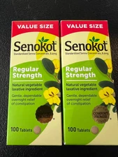 2x Senokot Regular Strength Value Size 100 Tablets Natural Vegetable Laxative