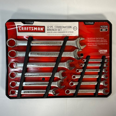 #ad New Vintage Craftsman 9 47046 12 Piece SAE Combination Wrench Set Steel Silver $49.95