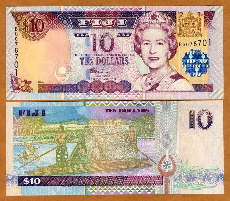 FIJI, 10 dollars, (2002) P-106, QEII, UNC