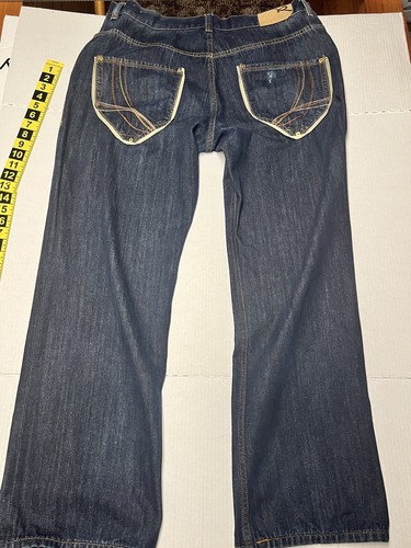 Roca Wear Jeans Baggy Hip Hop Y2K Uomo 40x34 Blu Denim Lavaggio Scuro Dritto - Foto 10 di 18