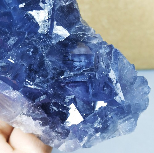 WOW!!! Raro Cubo Azul Transparente Cristal Fluorita Mineral Espécimen/China - Imagen 12 de 12