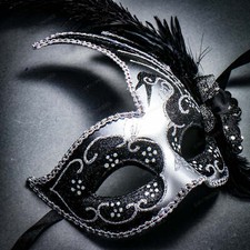 ILOVEMASKS Pantalone Long Nose Matte Black Masquerade Ball Costume Party Mask