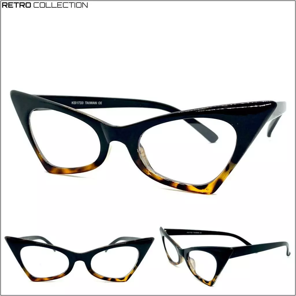 Nuevo Exajerado Retro Ex tico Ojo de Gato Lente Transparente Gafas