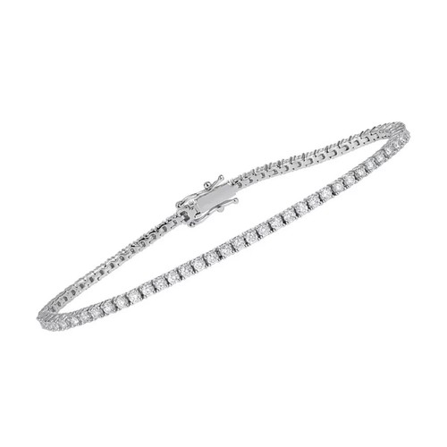 2MM Round Cut IJ/SI Natural Diamond GIA Verified Tennis Bracelet 14Kt White Gold - Picture 10 of 14