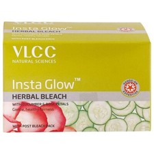 Vlcc Insta Glow Herbal Bleach With Cucumber  Rose Petal For Fairness 27 gm