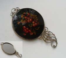 Vintage Soviet Mirror Hohloma In Metal Openwork Frame